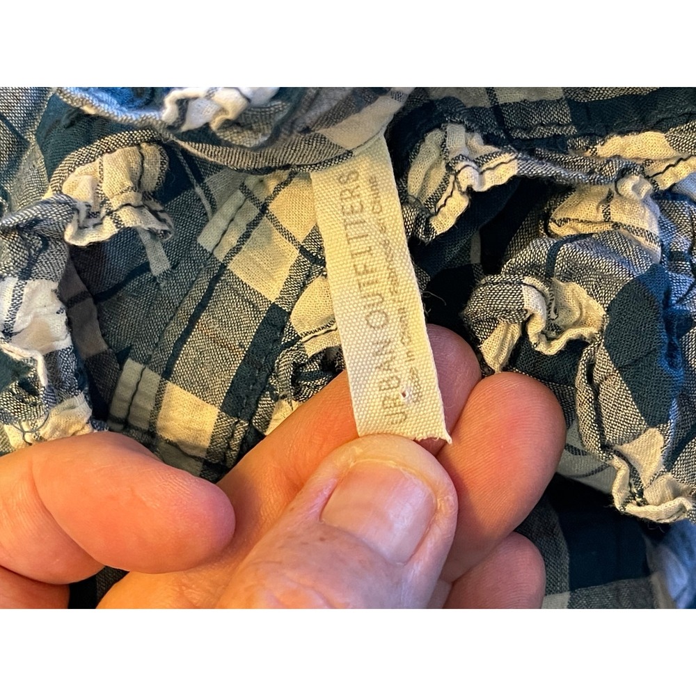 Urban Outfitters Plaid Tunic Women Size L Blue White Excellent Ruffle Sleeve - Picture 10 of 13